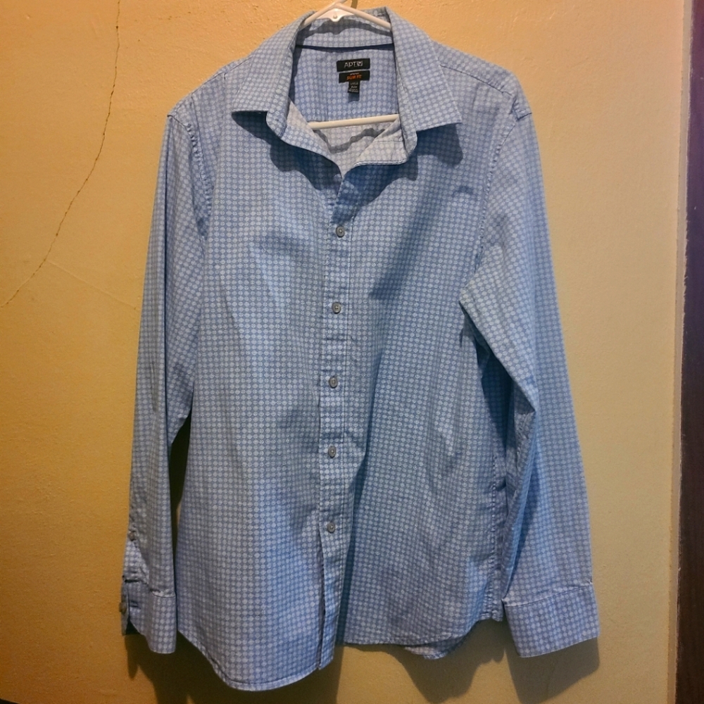 Pattern Print Shirt Design Green Blue Apt 9